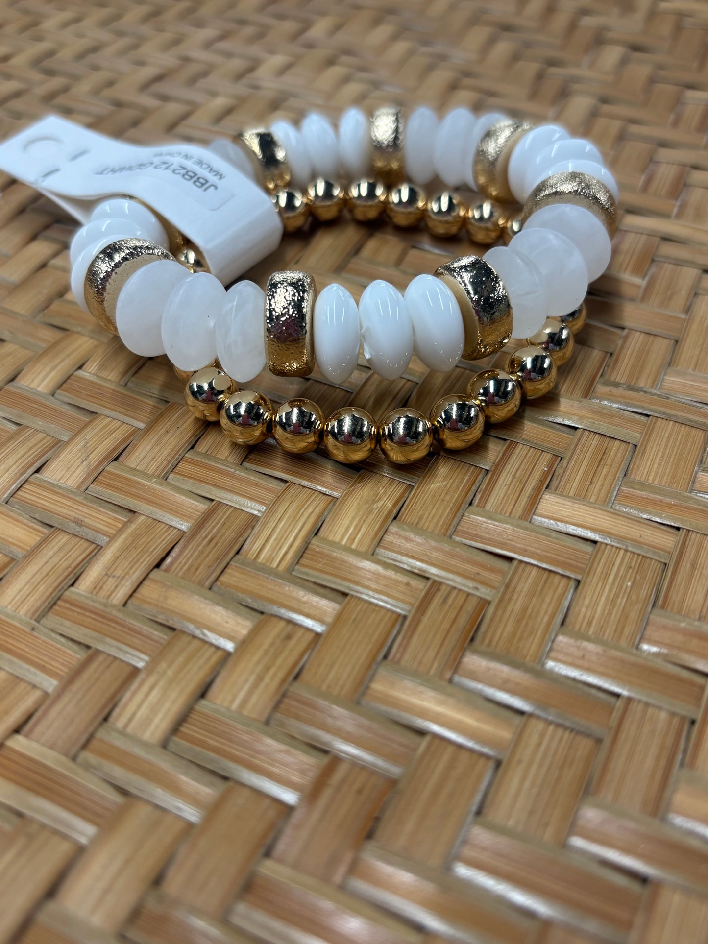 White Beaded Bracelet Set