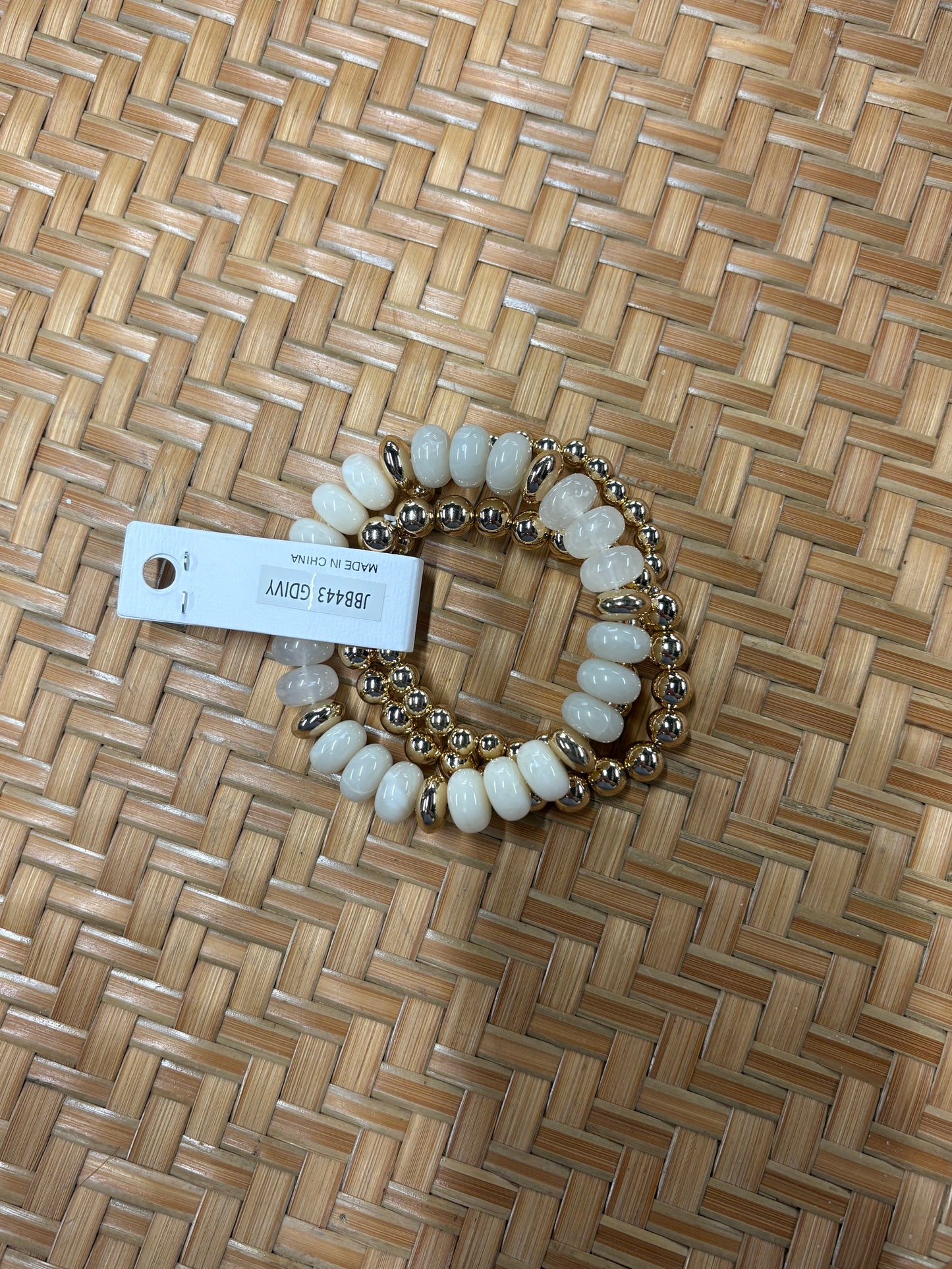 Off White Beaded Bracelet Set