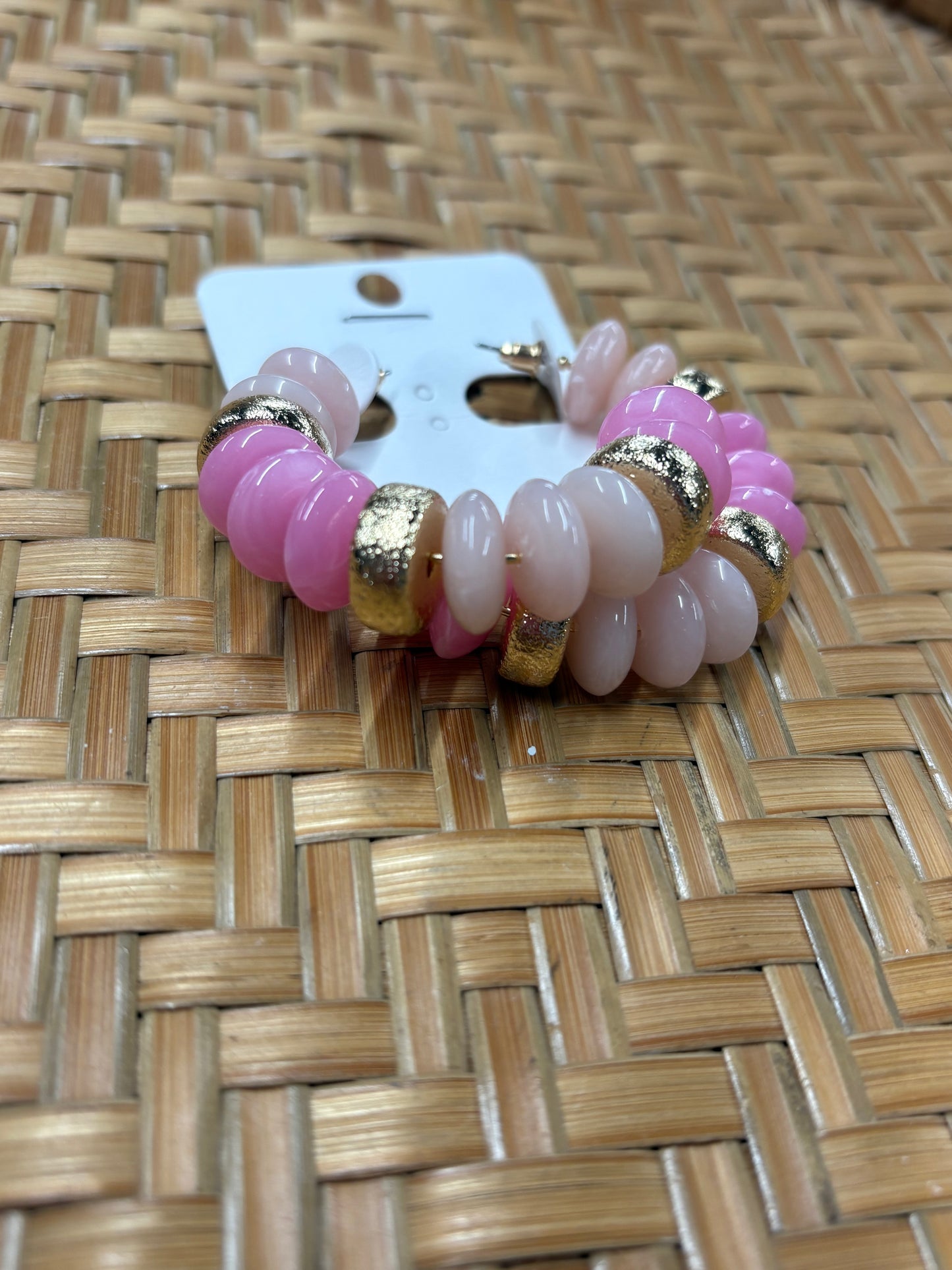 Pink and Gold Chunky Earrings