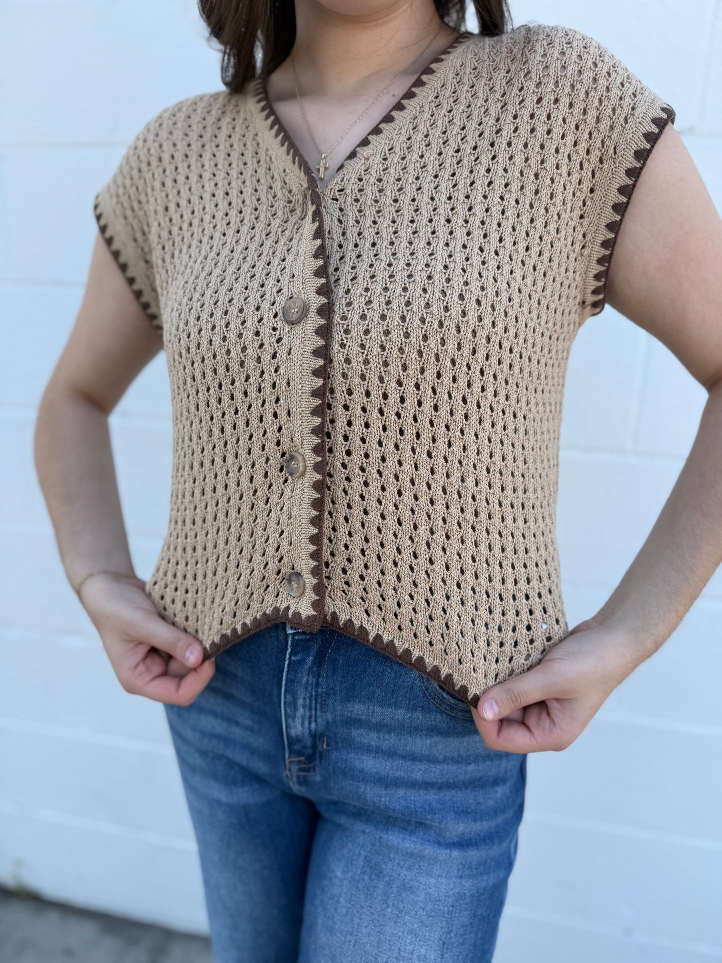 Button Down Crochet Sweater
