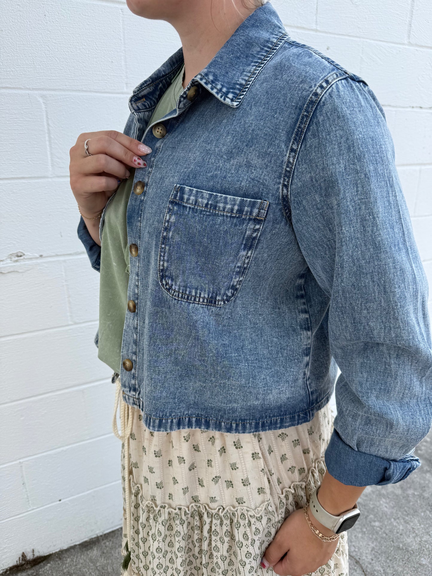 Crop Washed Denim Jacket