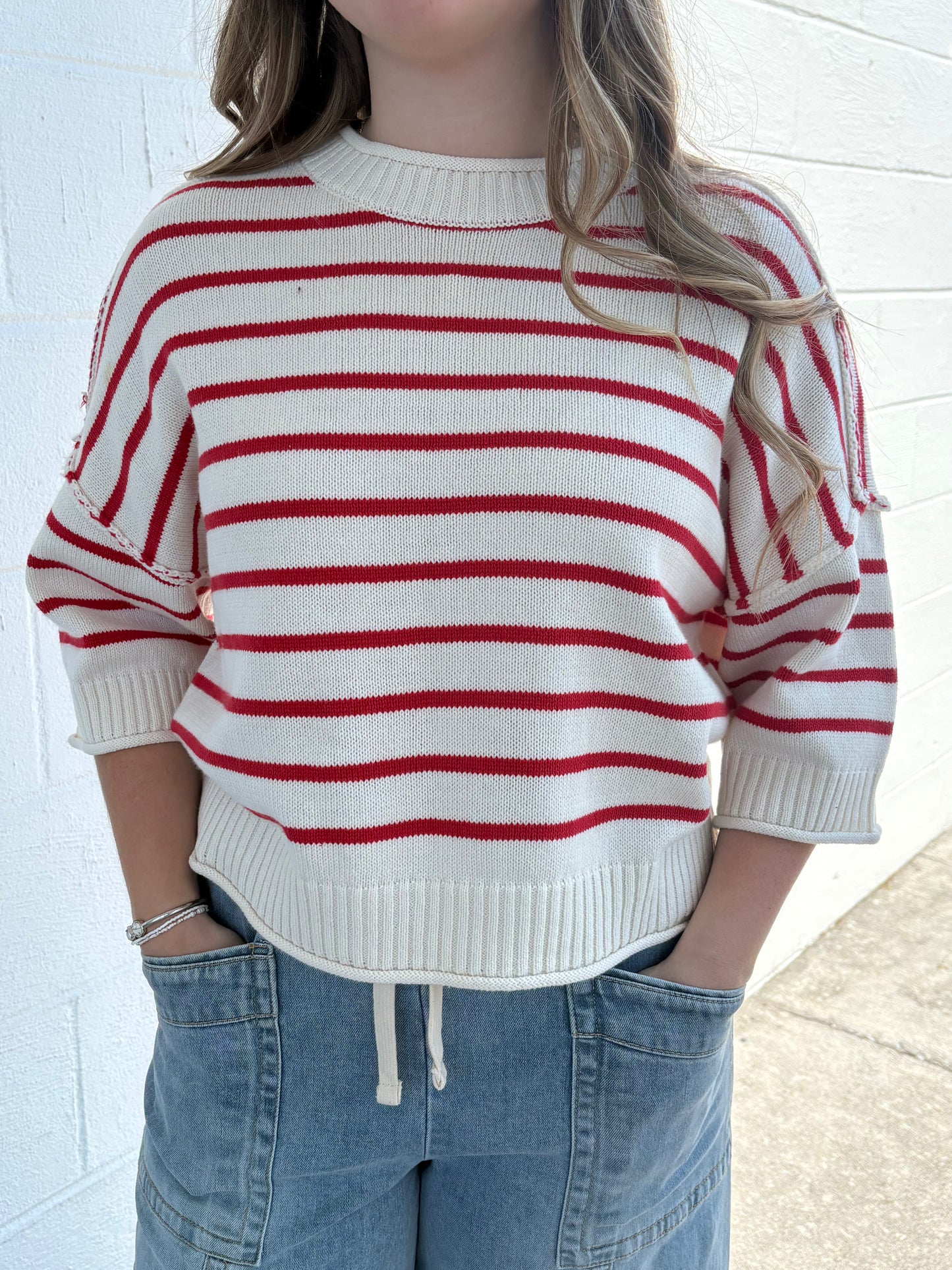Red/Cream Striped Sweater