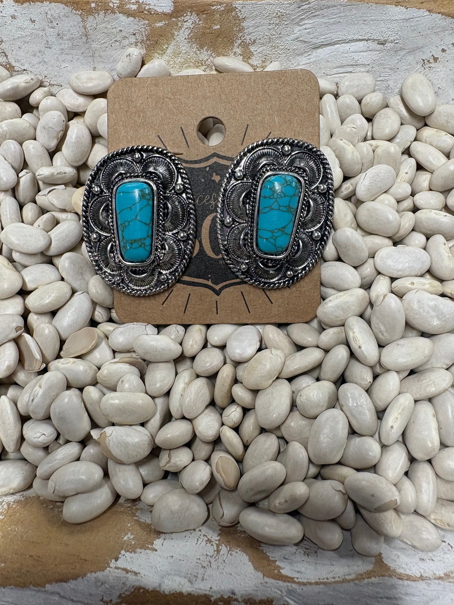 Western Accessory Oval Concho Earrings