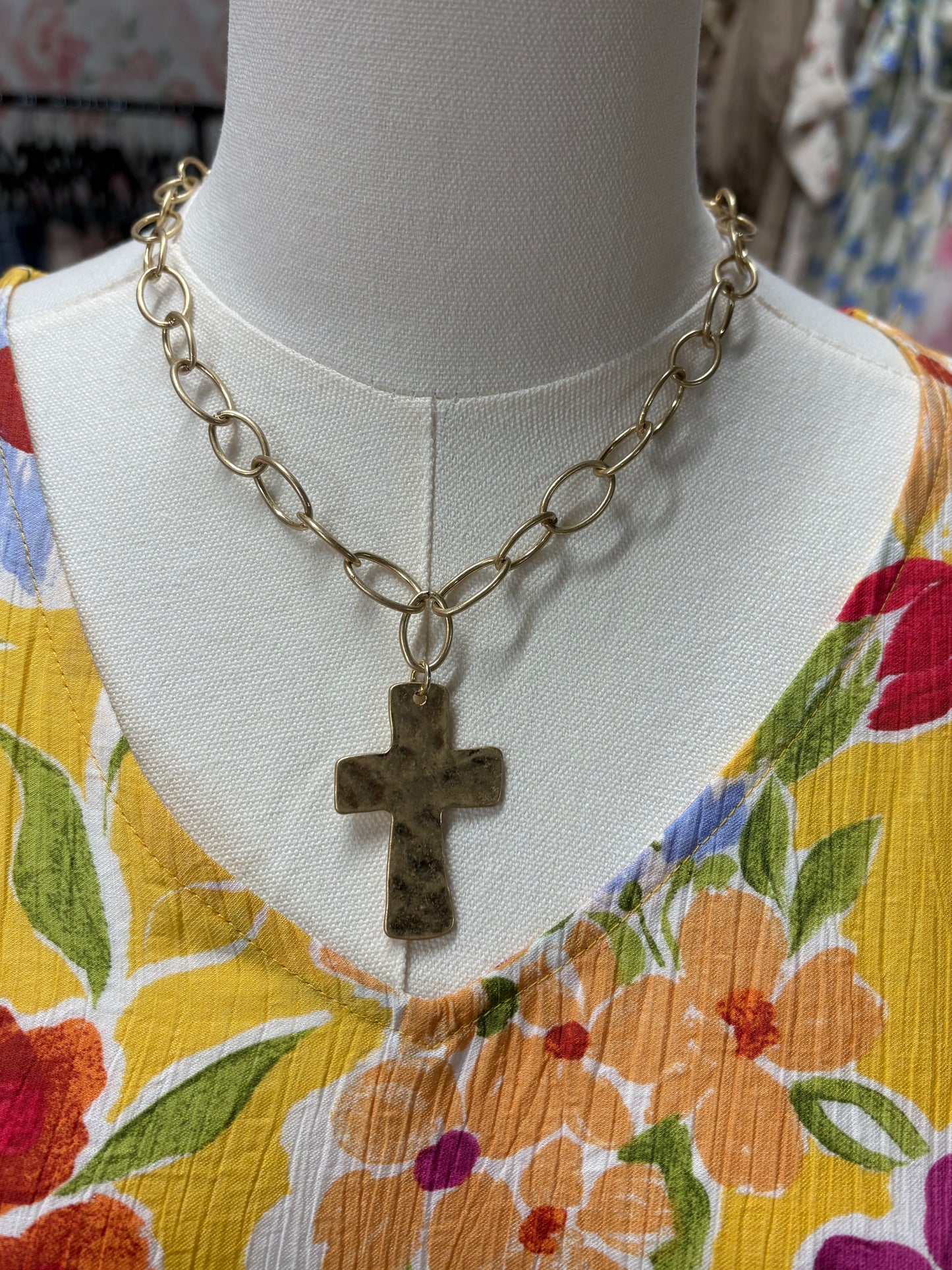 Medium Sized Chunky Cross Necklace