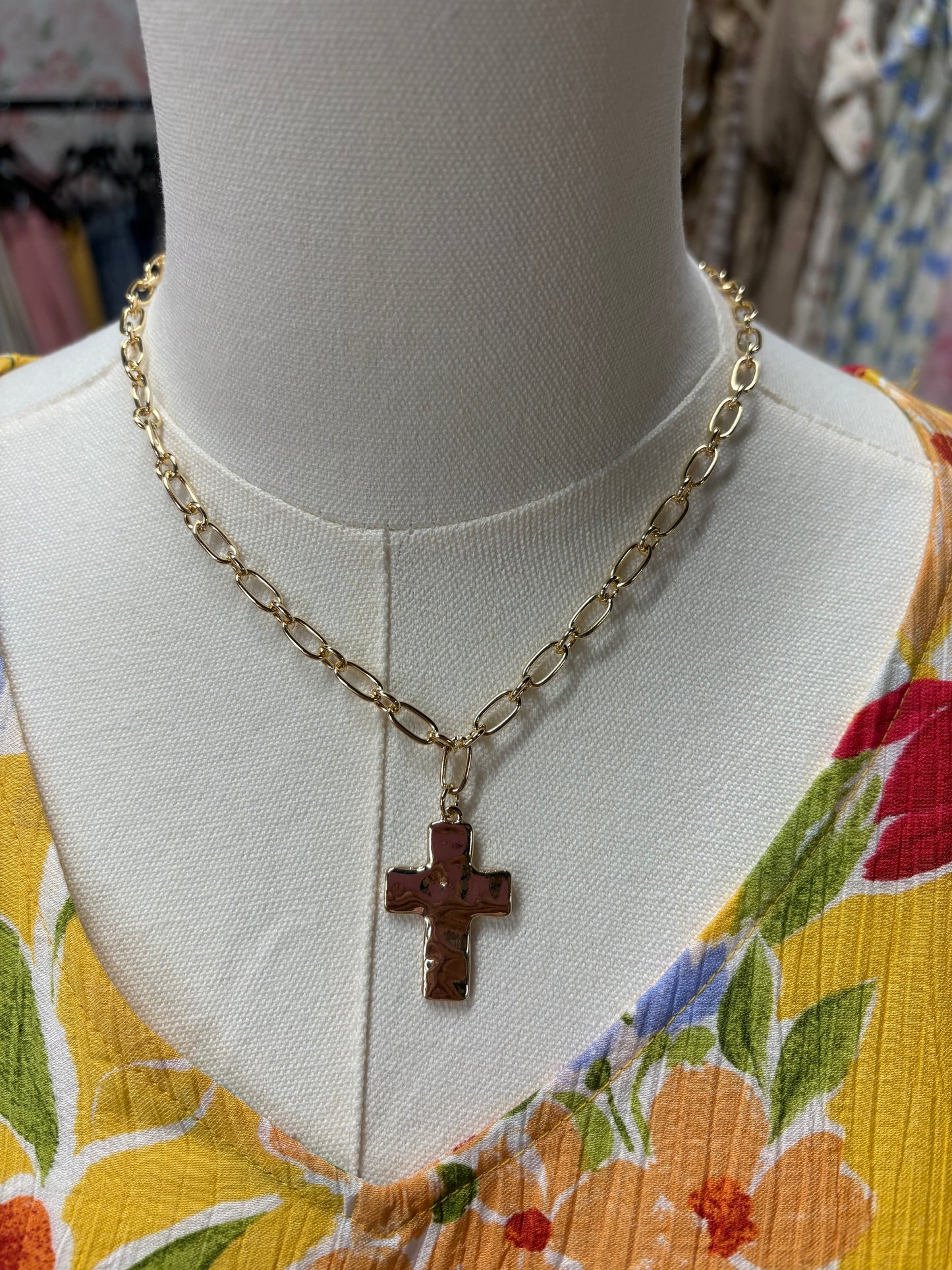 Small Sized Chunky Cross Necklace