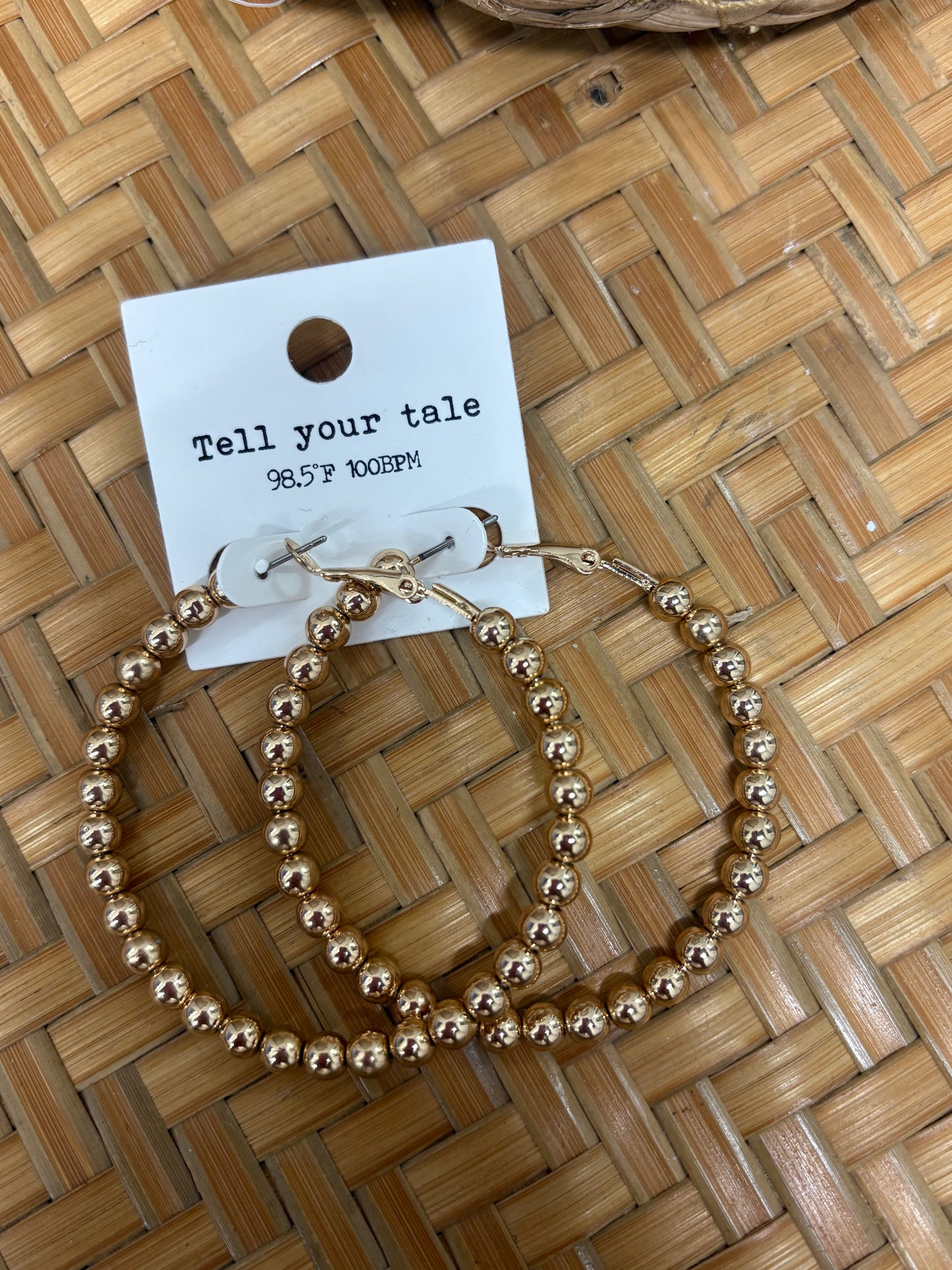 Gold Beaded Hoops