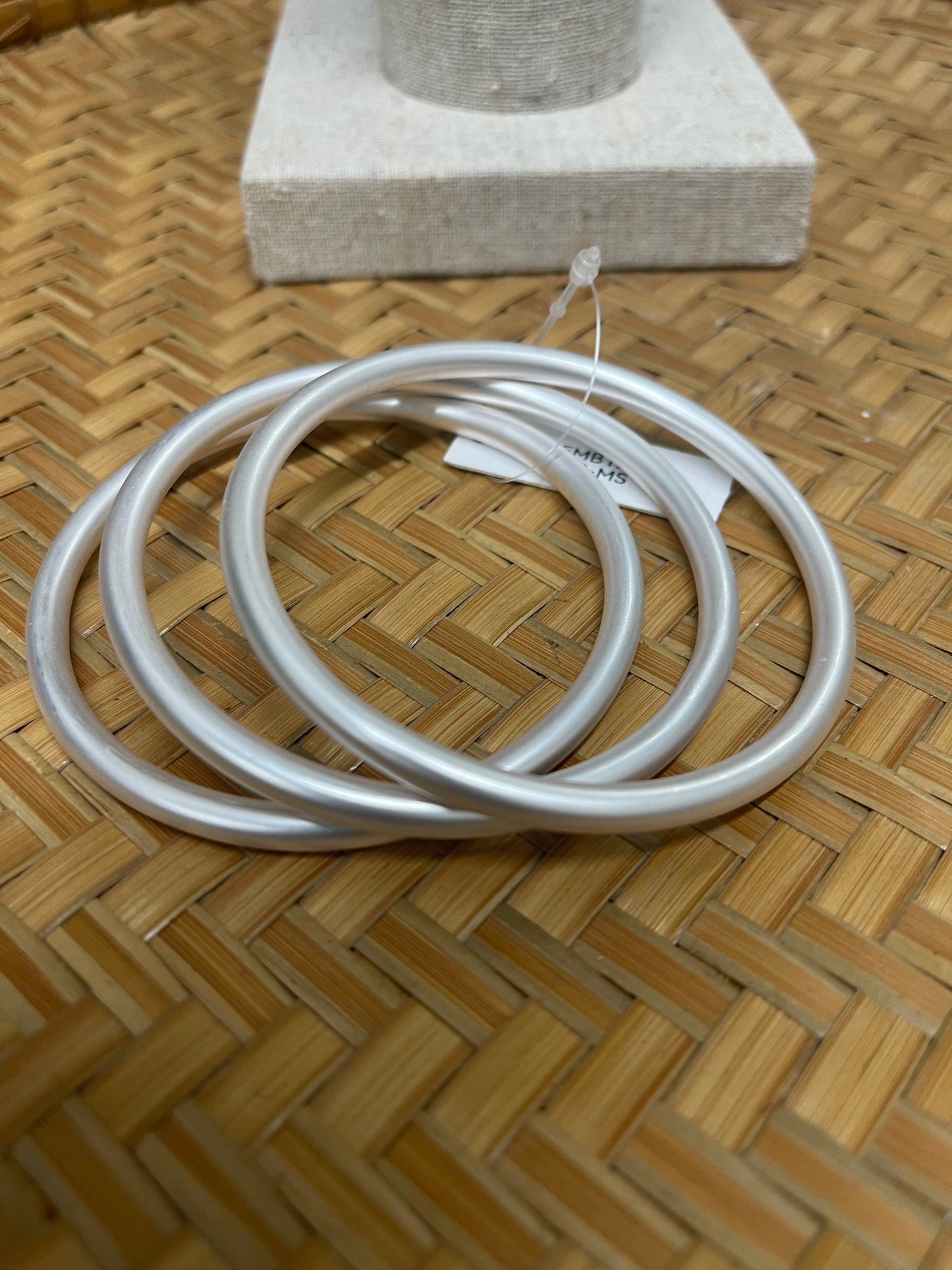Matte silver bangles