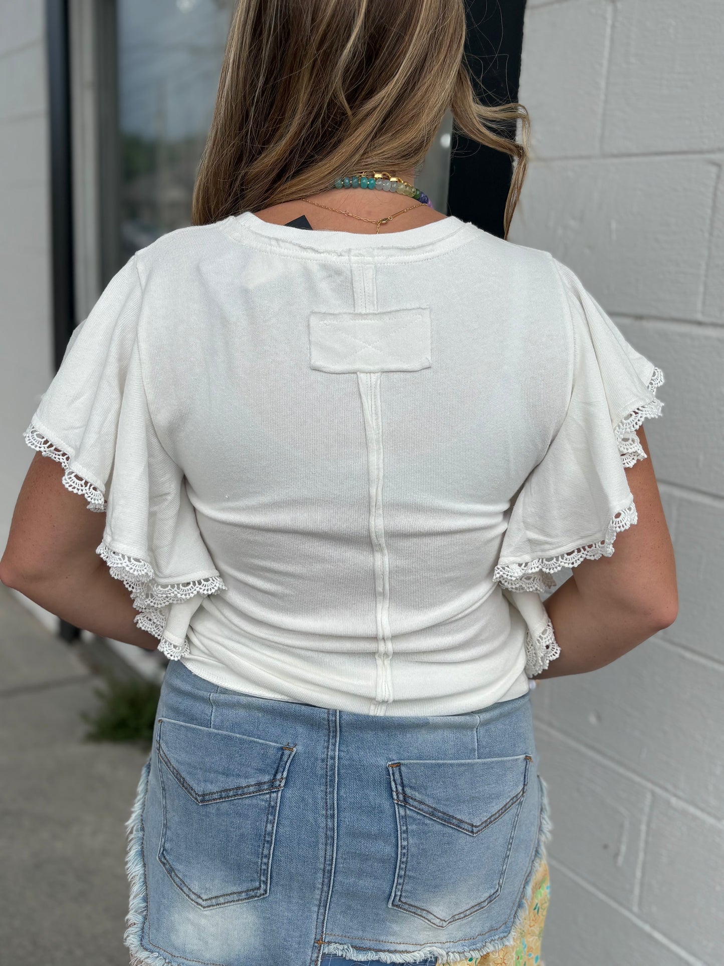 Easel White Ruffle Top