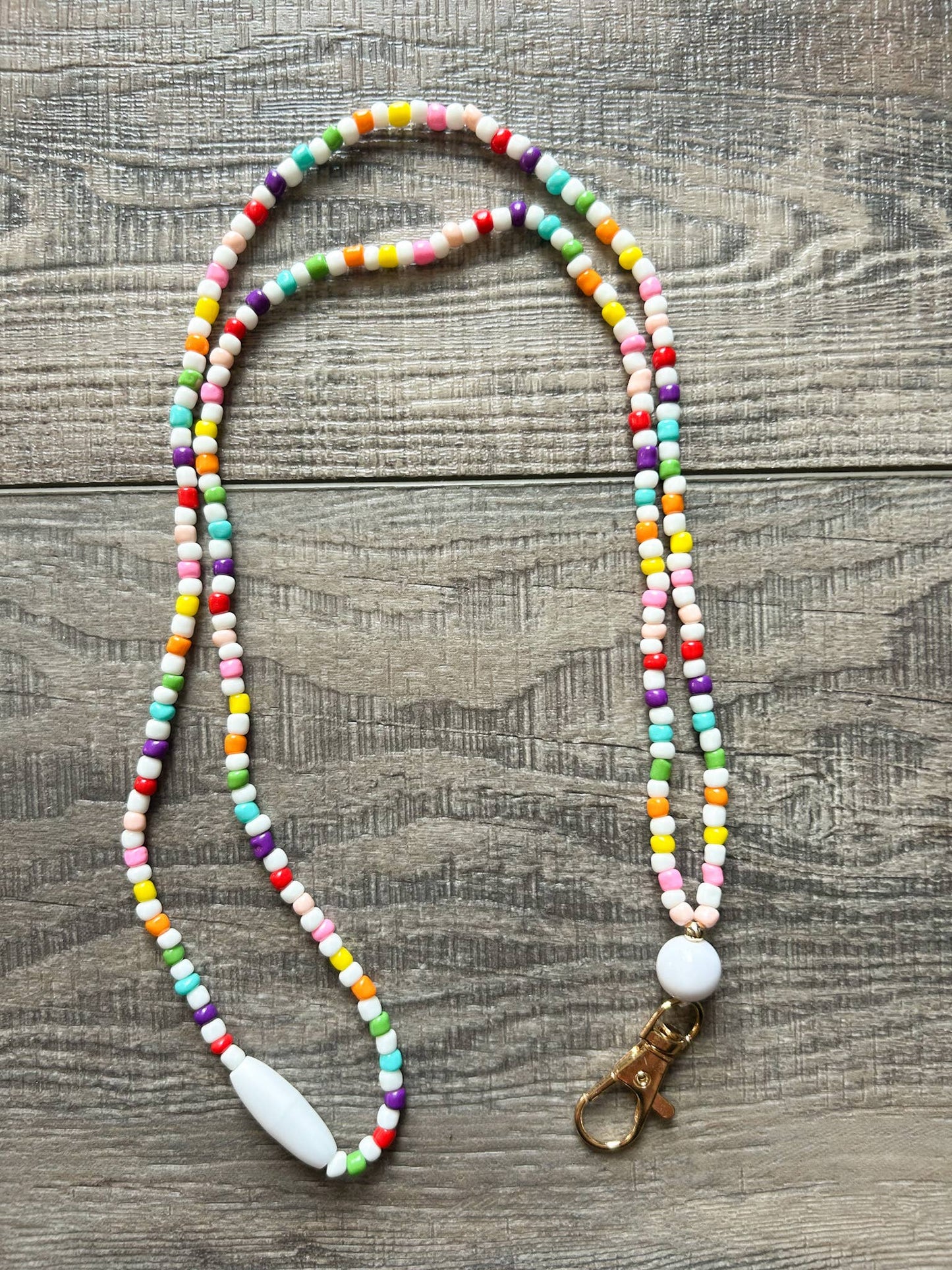 Bubble Gum Colors Seed Bead Breakaway Lanyard