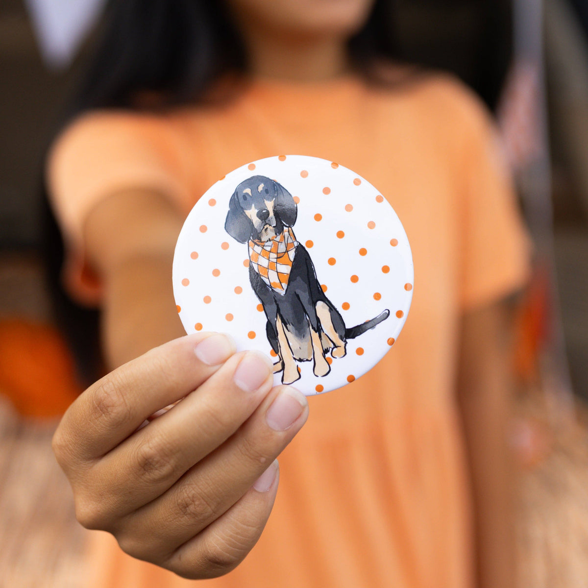 Sitting Bluetick Coonhound Button Pin