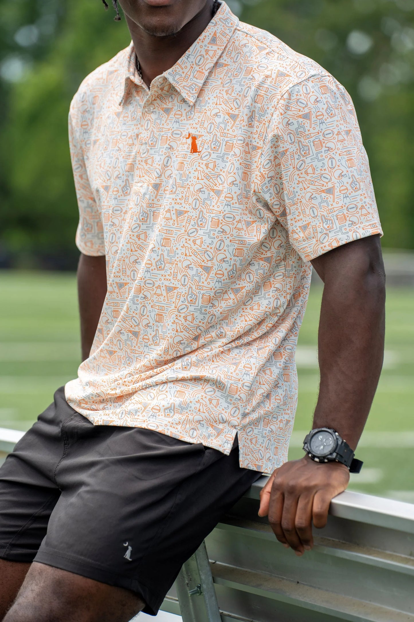 Grey and Orange Football Polo