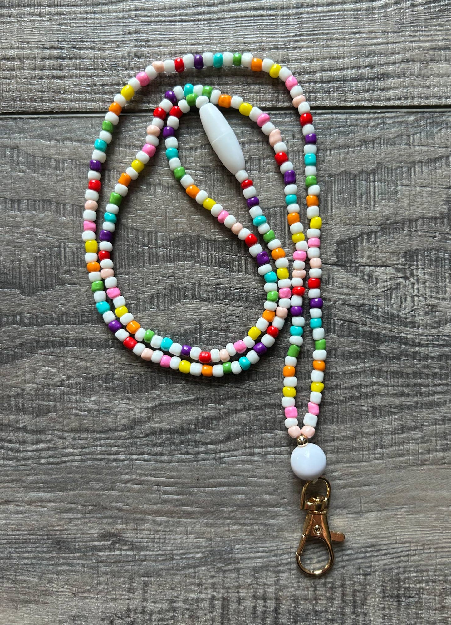 Bubble Gum Colors Seed Bead Breakaway Lanyard