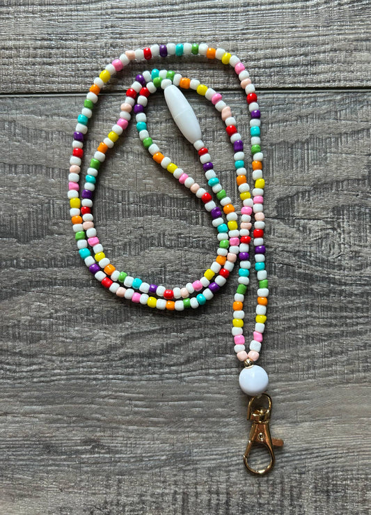 Bubble Gum Colors Seed Bead Breakaway Lanyard