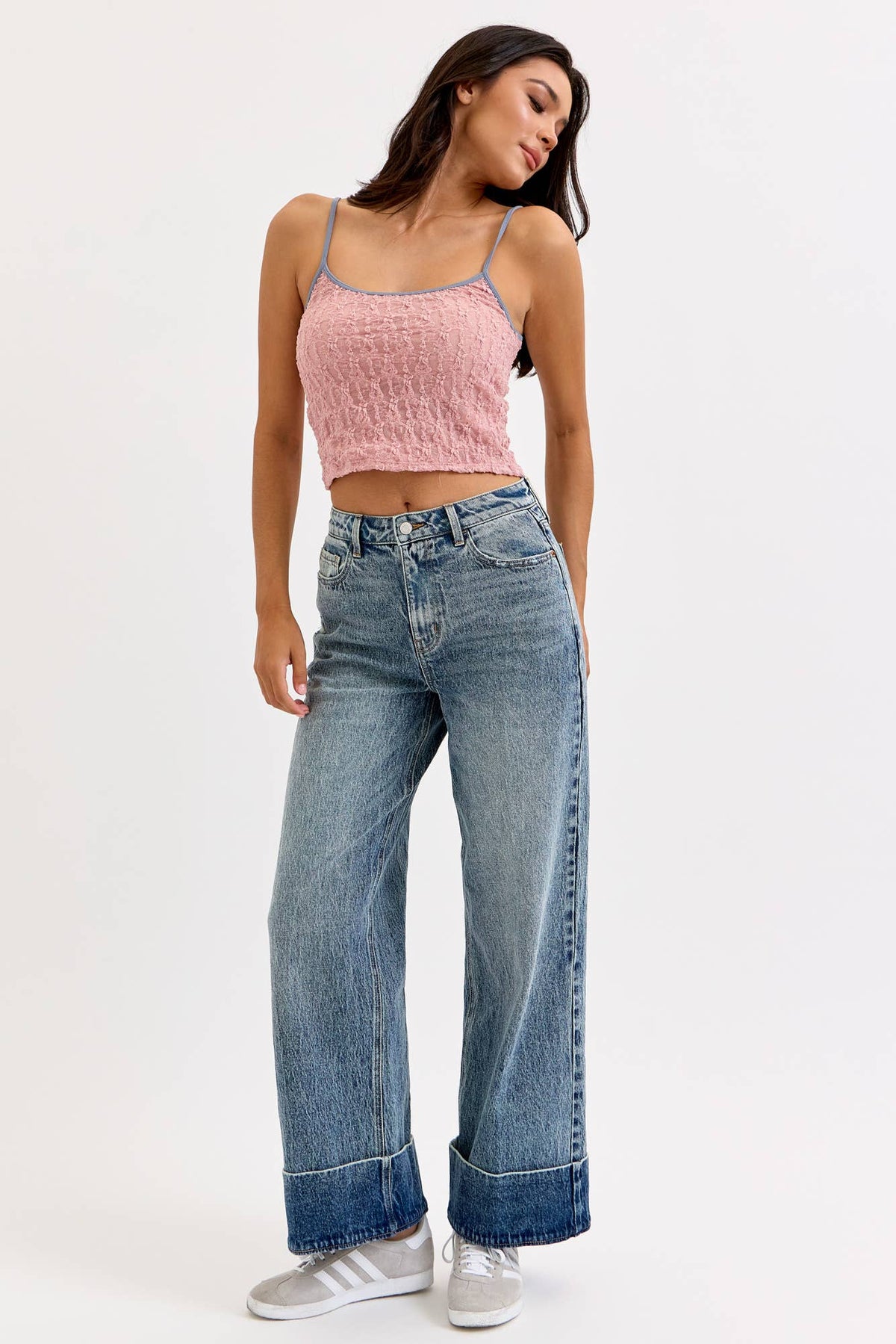 WASHED CUFF WIDE LEG