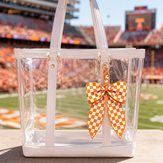 Game Day Checkered Bow Bag Charm