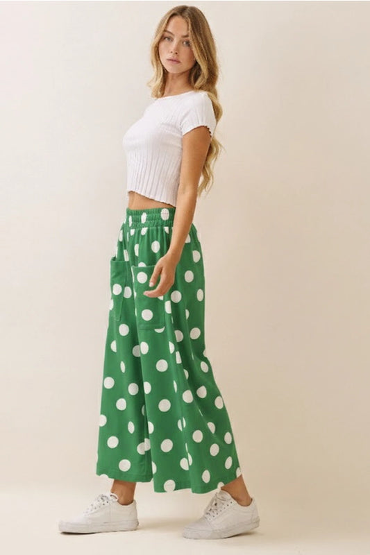 ODDI Polka Dot Green and White Pants