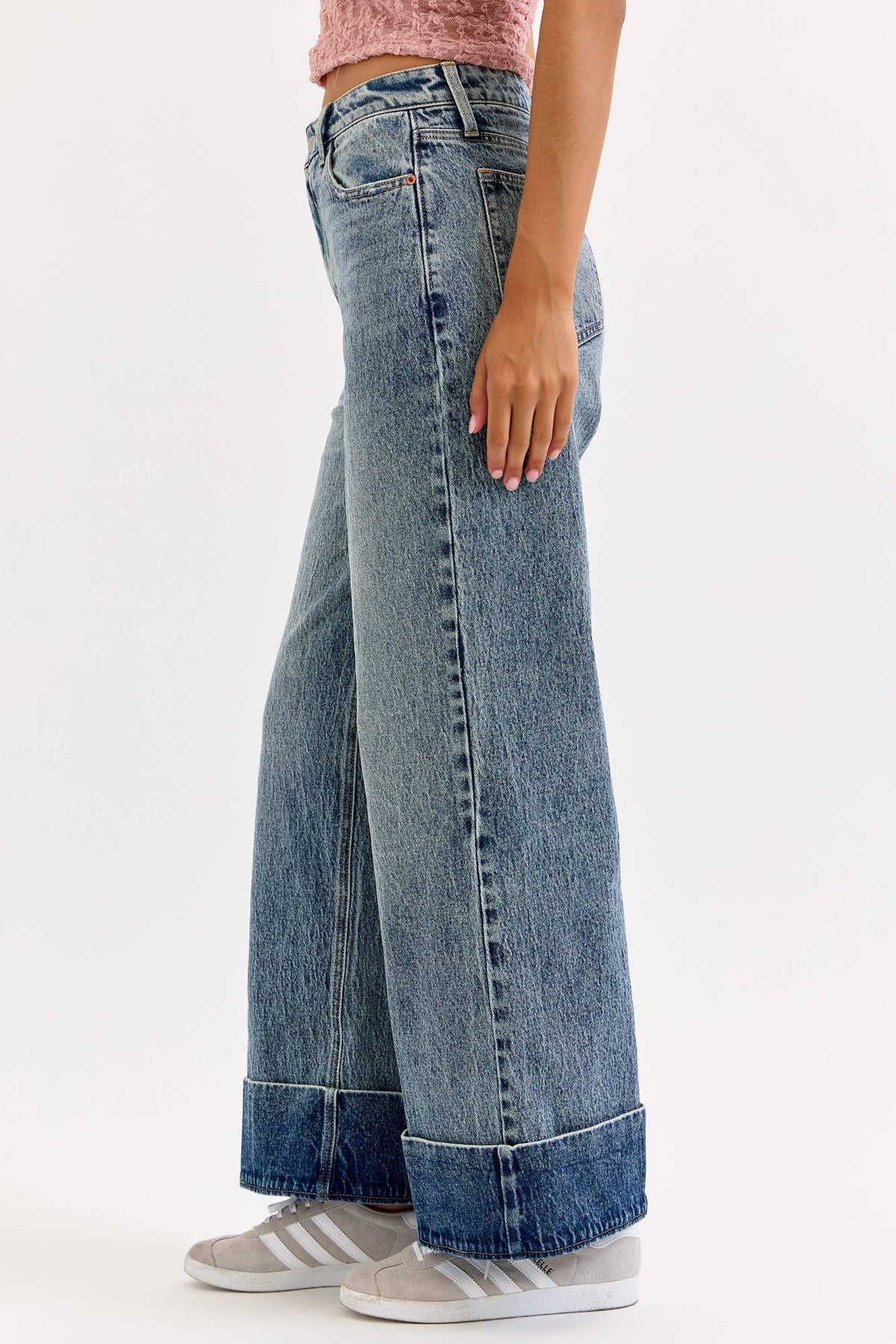 WASHED CUFF WIDE LEG