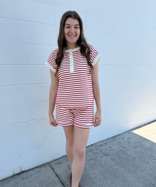 Red/ Cream Striped Sets