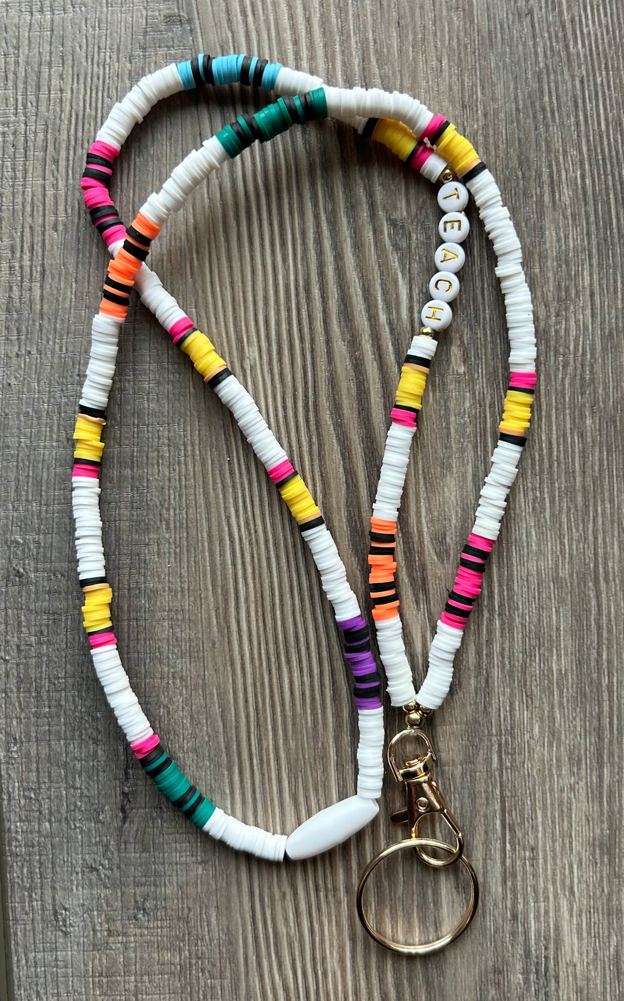 Pencil Crayon Teach Clay Beaded Breakaway Lanyard