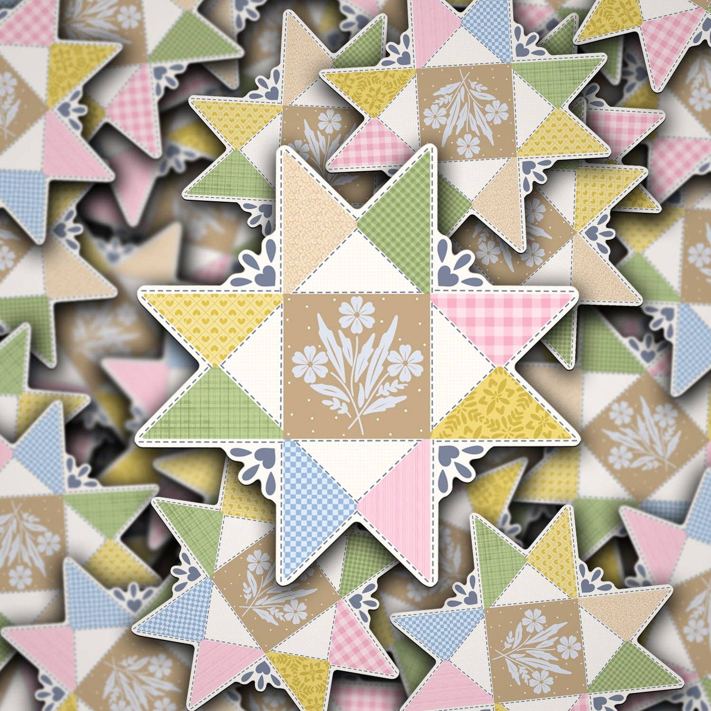 Vinyl Decal Floral Quilt Piece