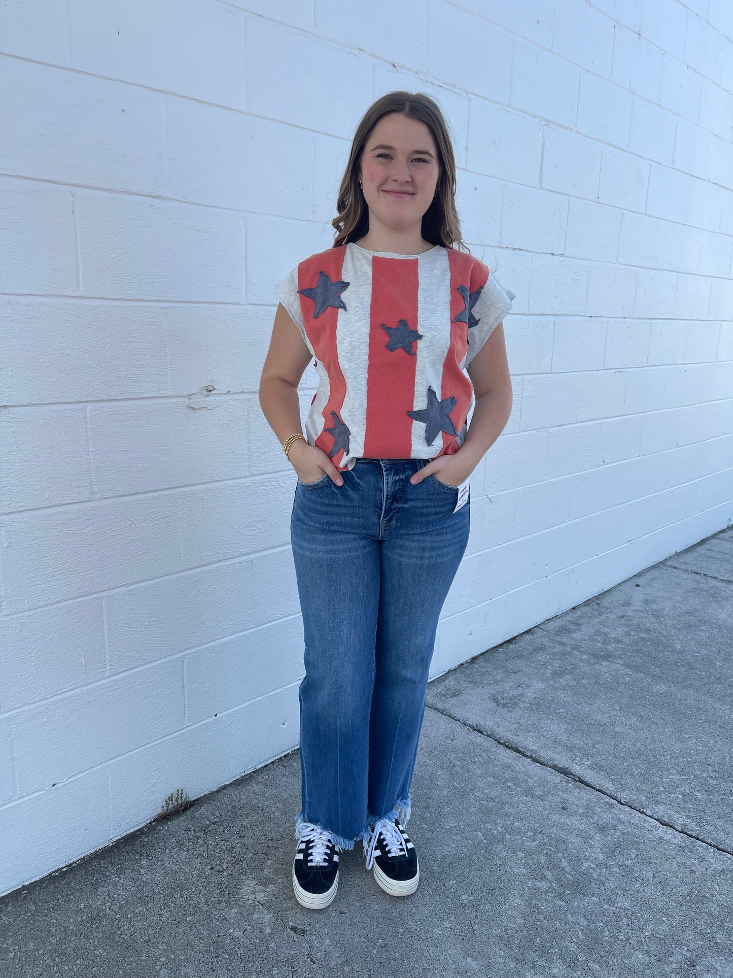 Mittoshop Grey Stars and Stripes Top