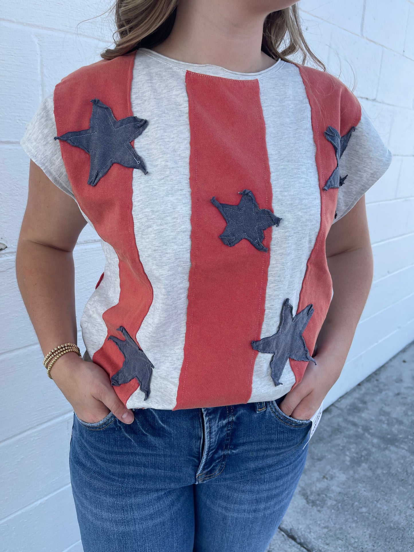 Mittoshop Grey Stars and Stripes Top