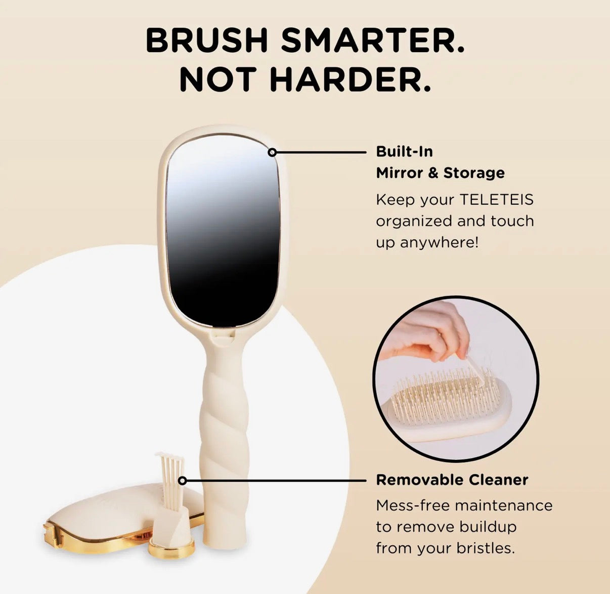 Detangler Hair Brush For Fine Hair - Tan