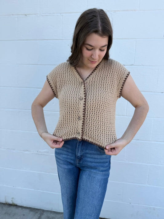 Button Down Crochet Sweater