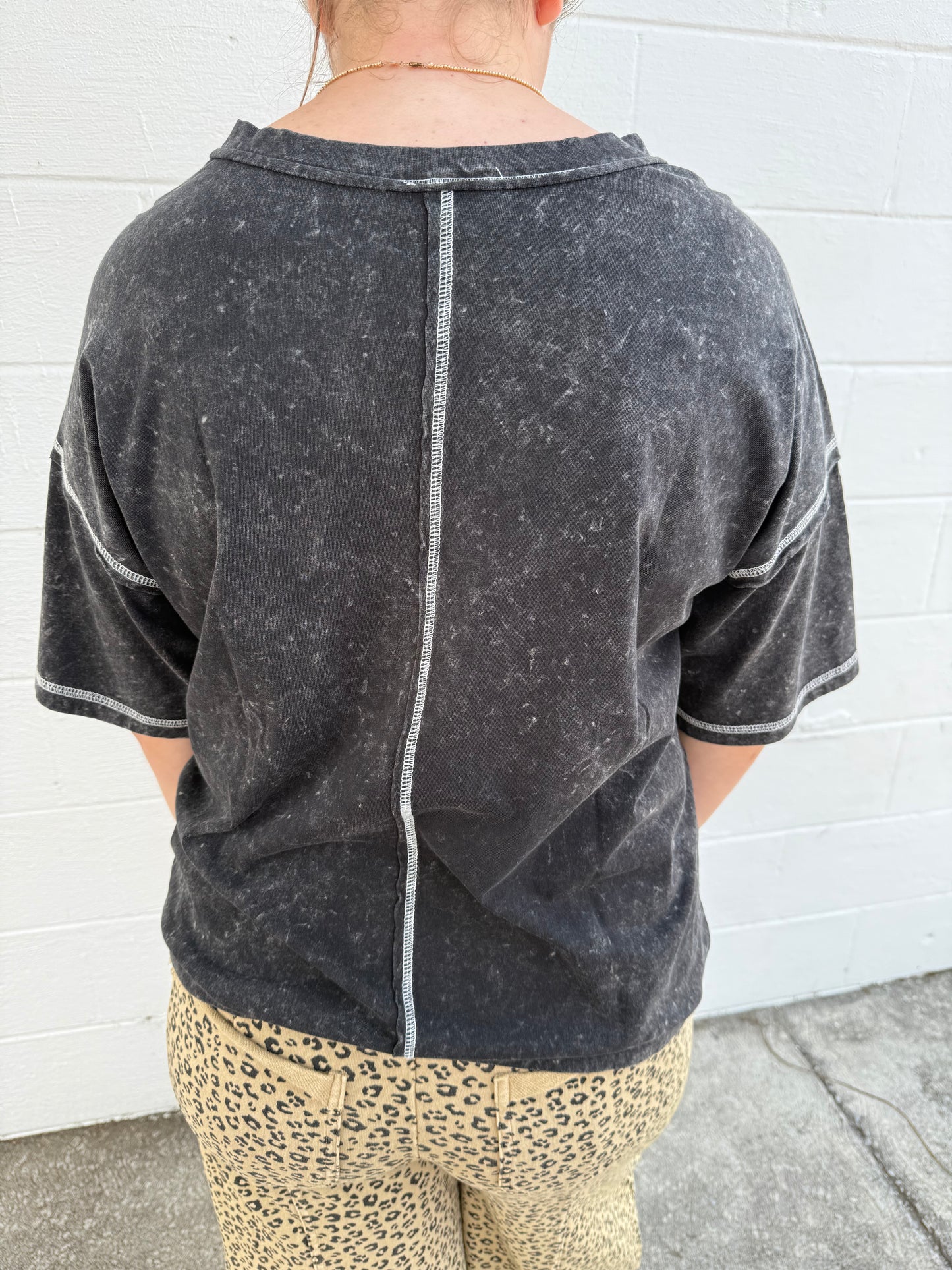 Acid Wash Button Down T-Shirt