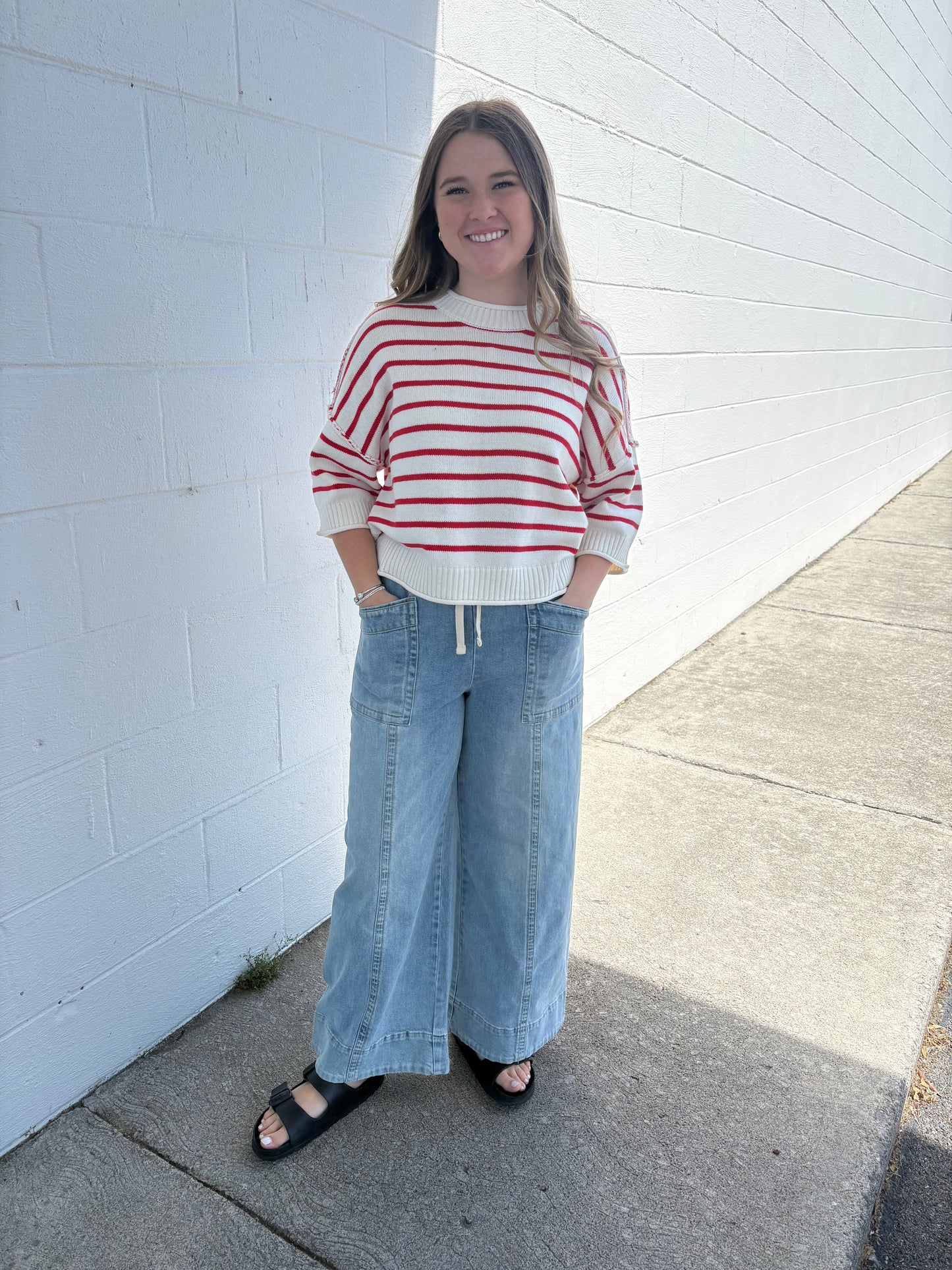 Red/Cream Striped Sweater