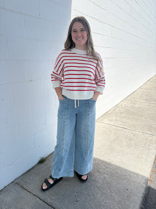 Red/Cream Striped Sweater