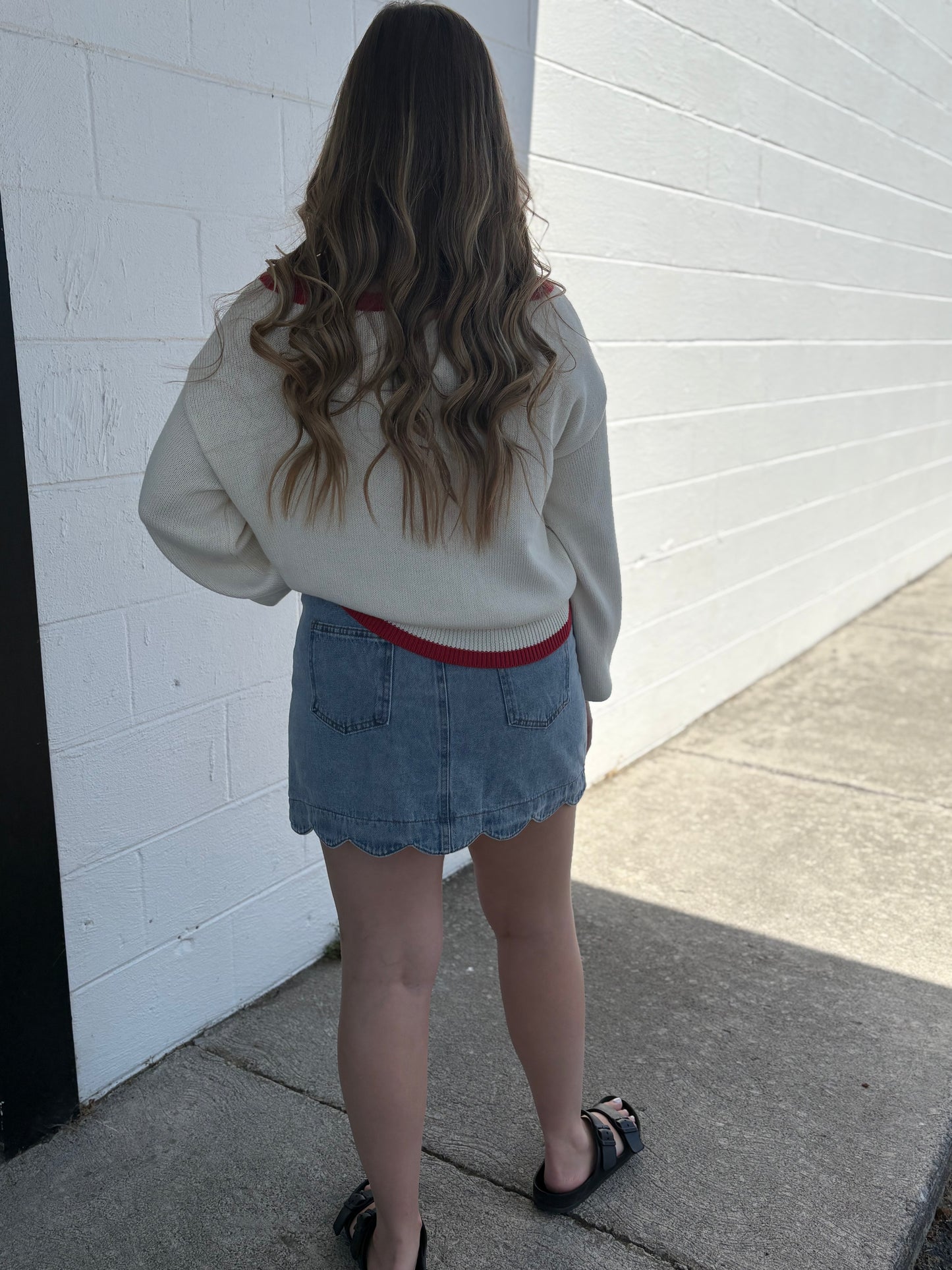 Scallop Denim Mini Skirt