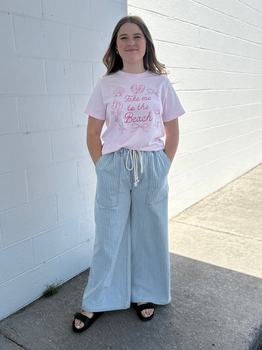 Take me to the beach pink crop