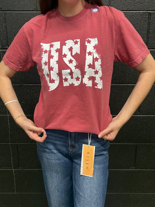 USA Star Crimson Tee