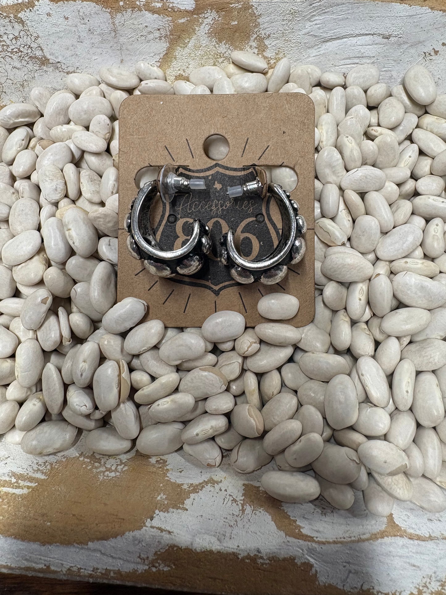 Western Accessory Smaller Hoop Silver Earrings