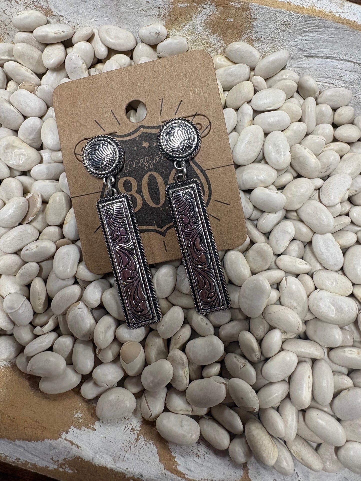 Western Accessory Tooled Silver Earrings
