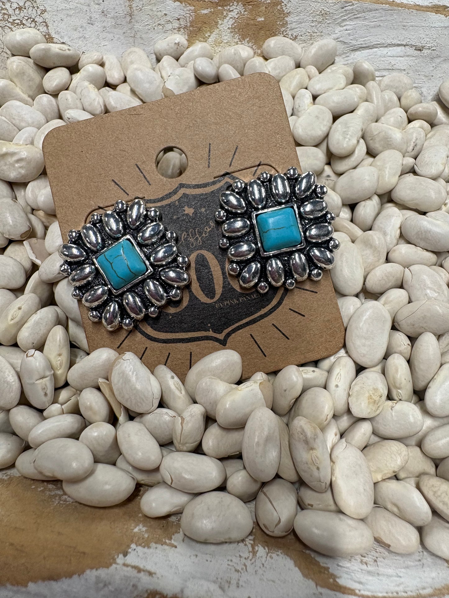 Western Accessory Square Turq Studs
