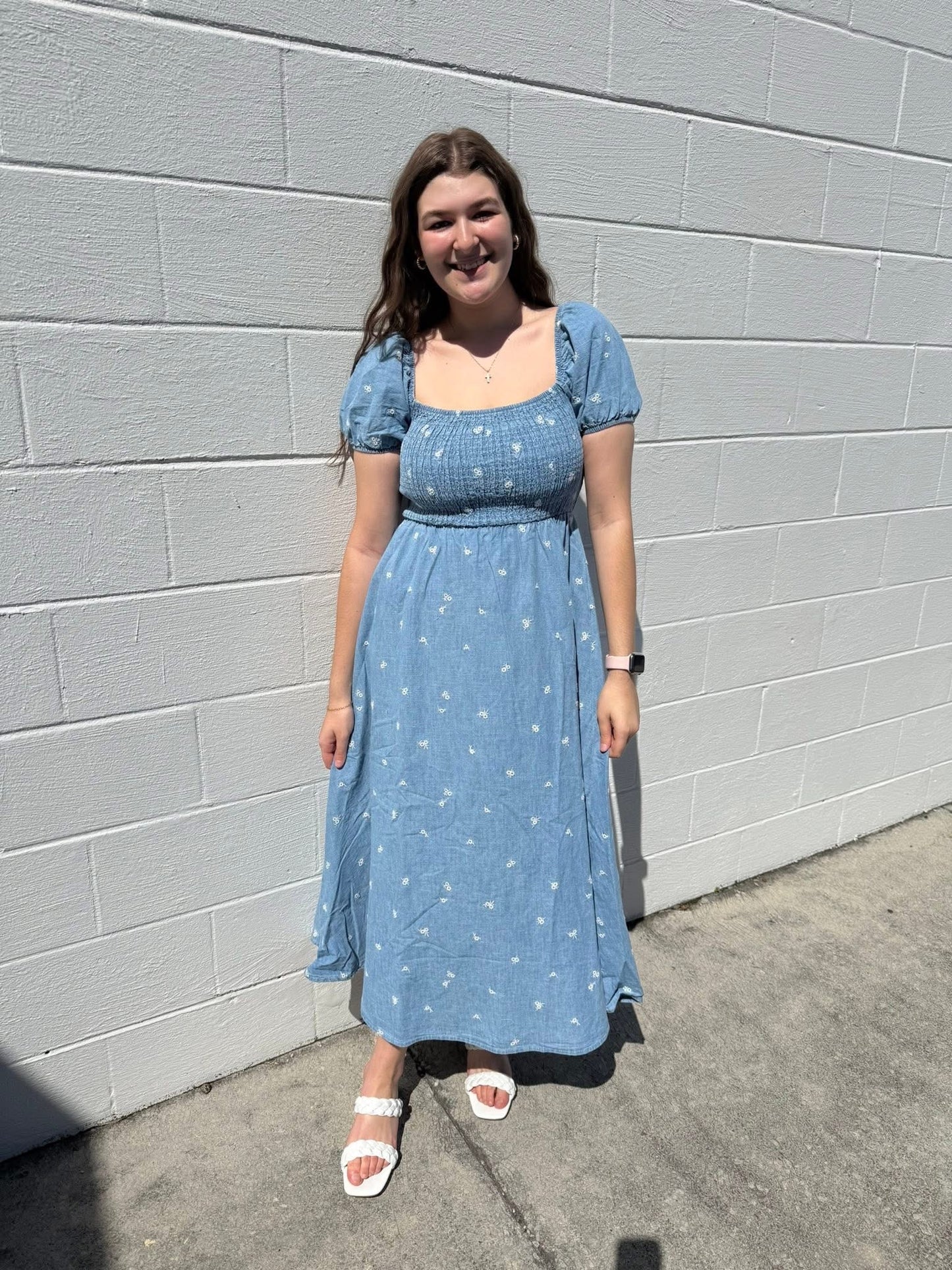 Denim Flower Dress-PLUS