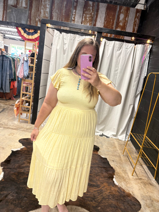 Yellow Tiered Dress Perch