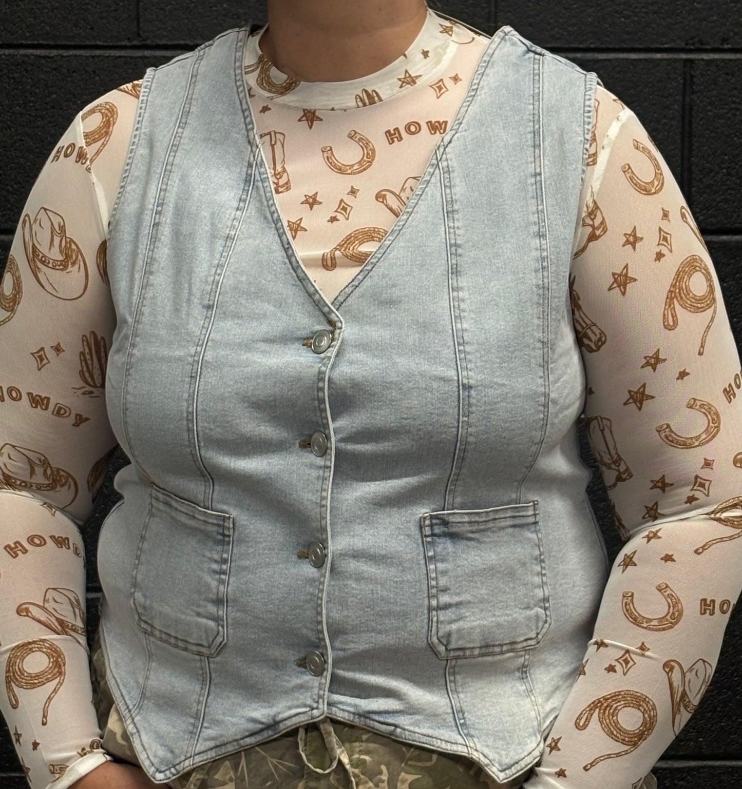 PLUS- Denim Vest
