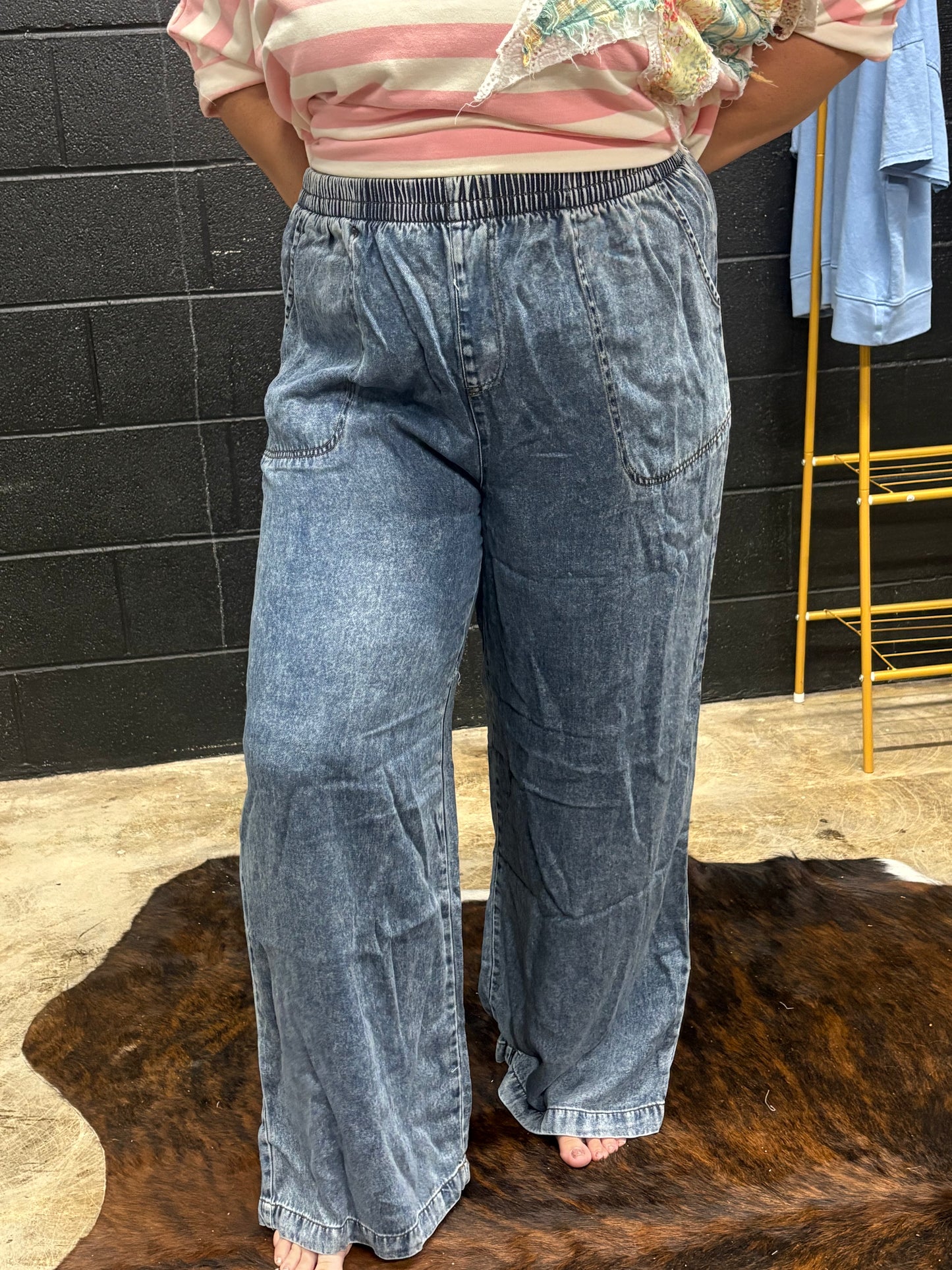 Plus- Chambray Denim Pants