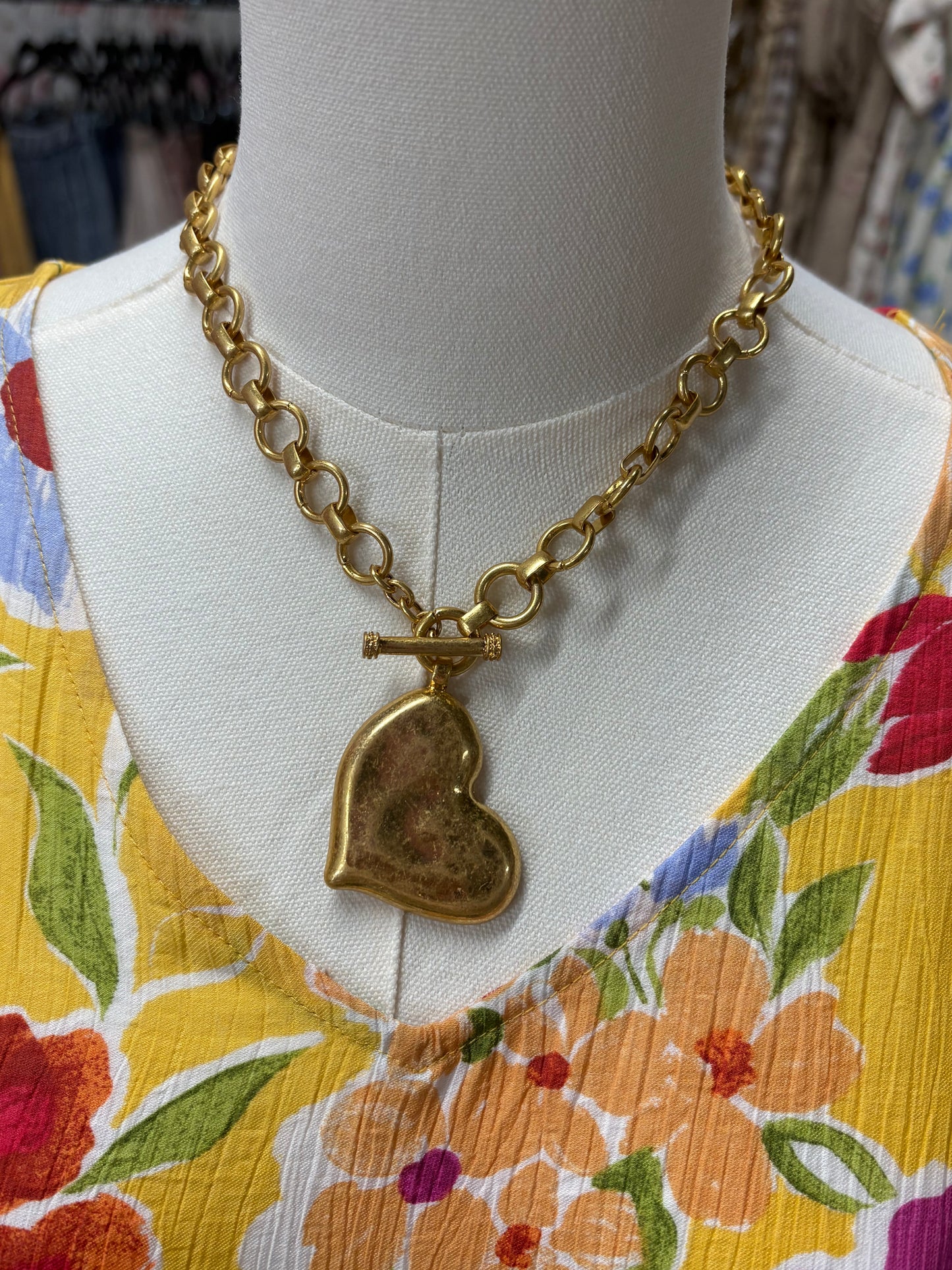 Chunky Heart Necklace and Stud Earring Set