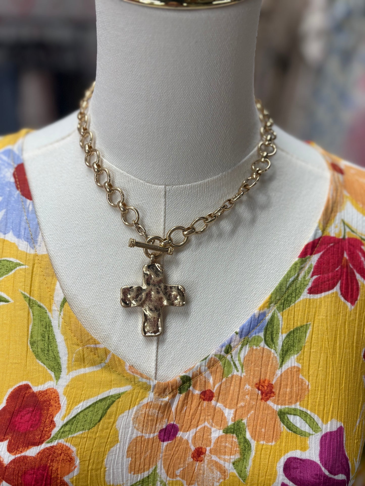 Chunky Cross Necklace and Stud Earring Set