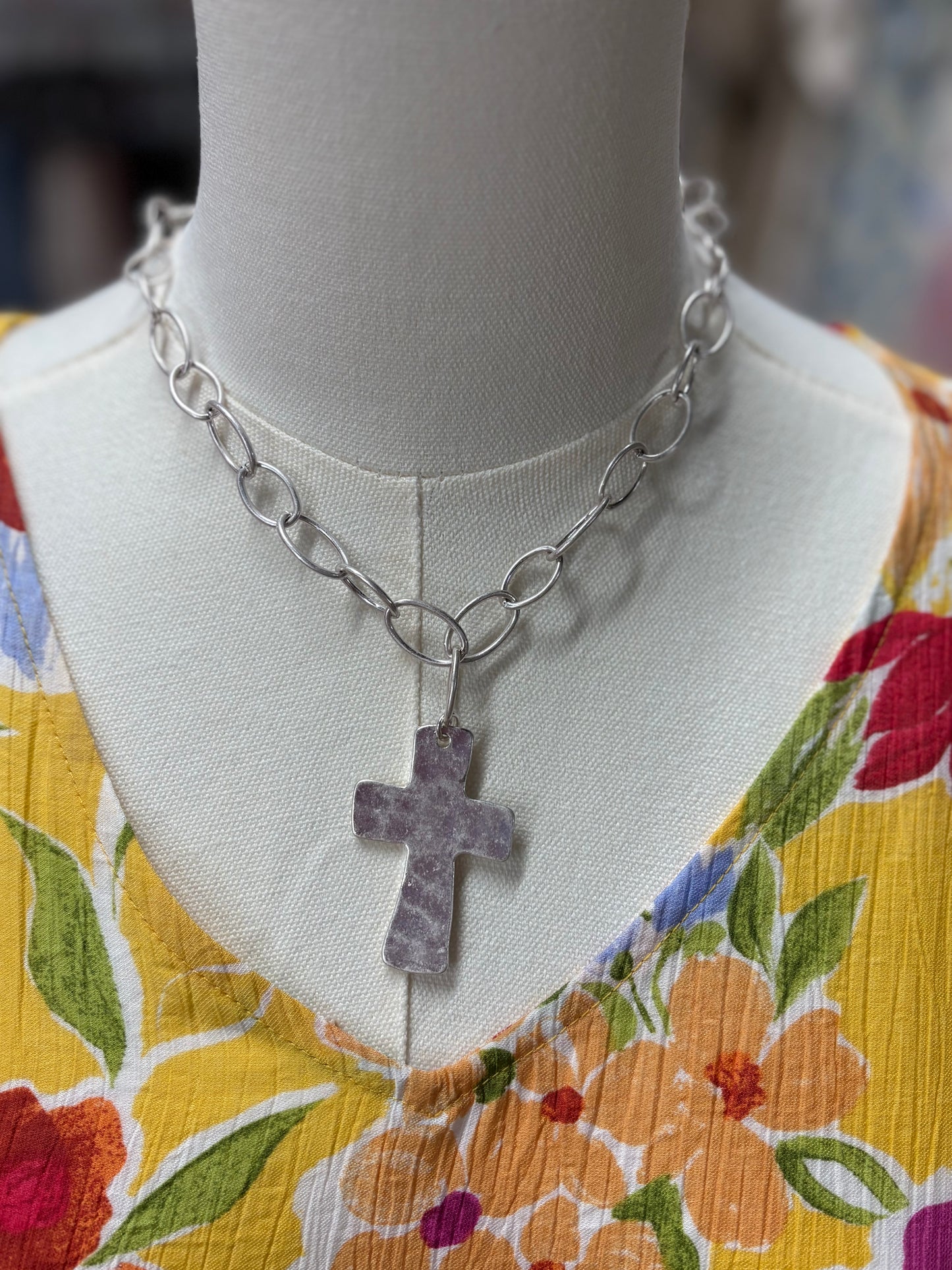 Medium Sized Chunky Cross Necklace