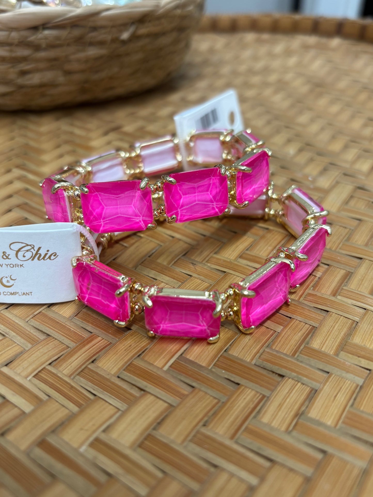 Hot Pink Gemstone Bracelet