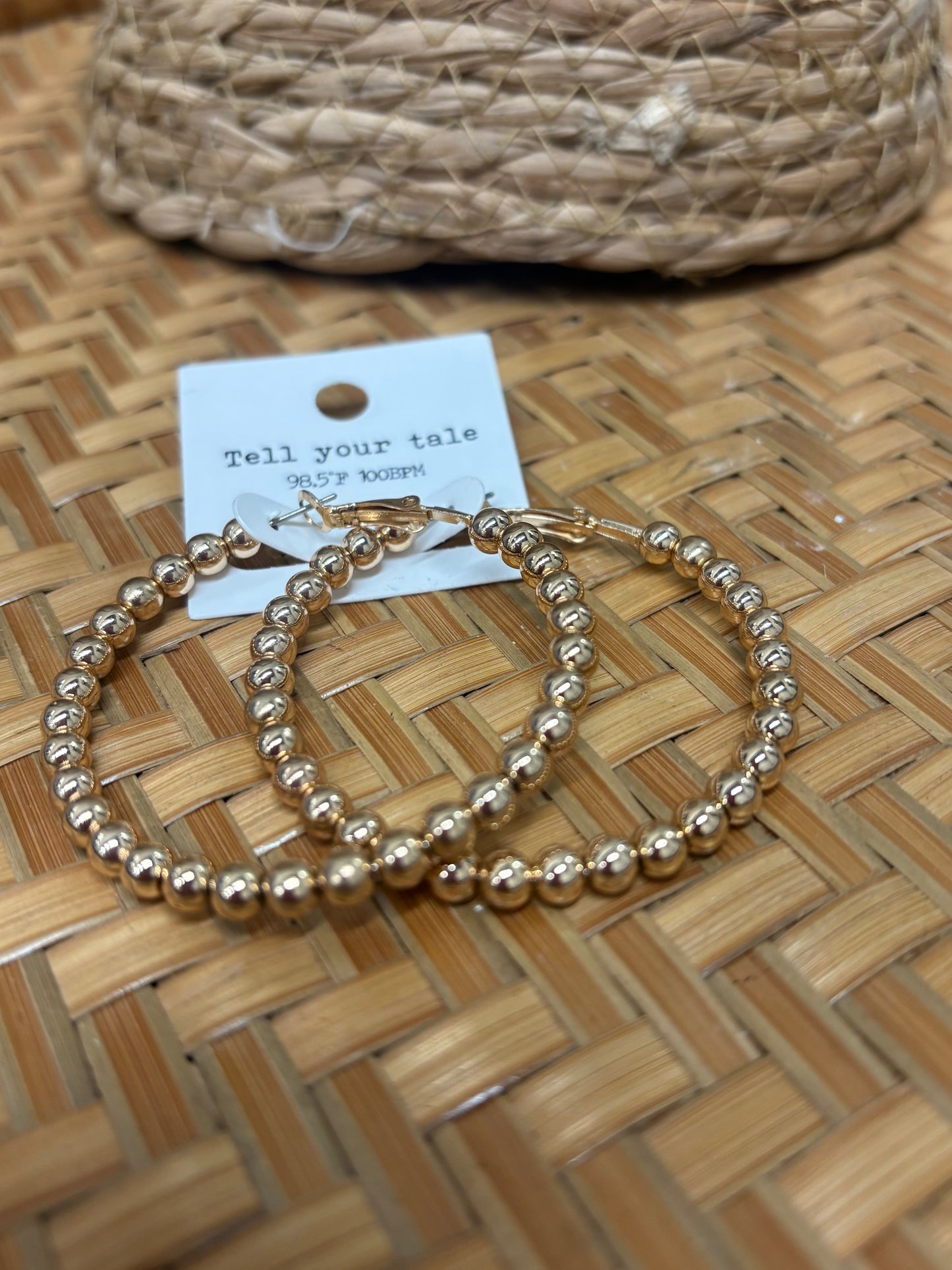 Gold Beaded Hoops