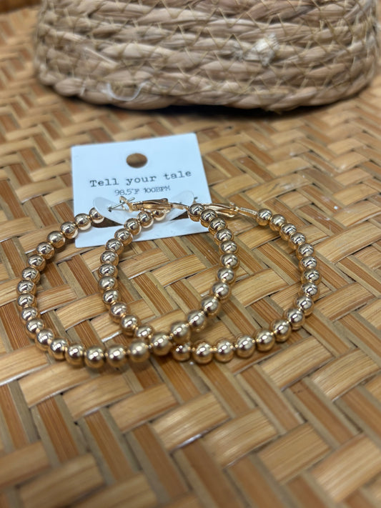 Gold Beaded Hoops
