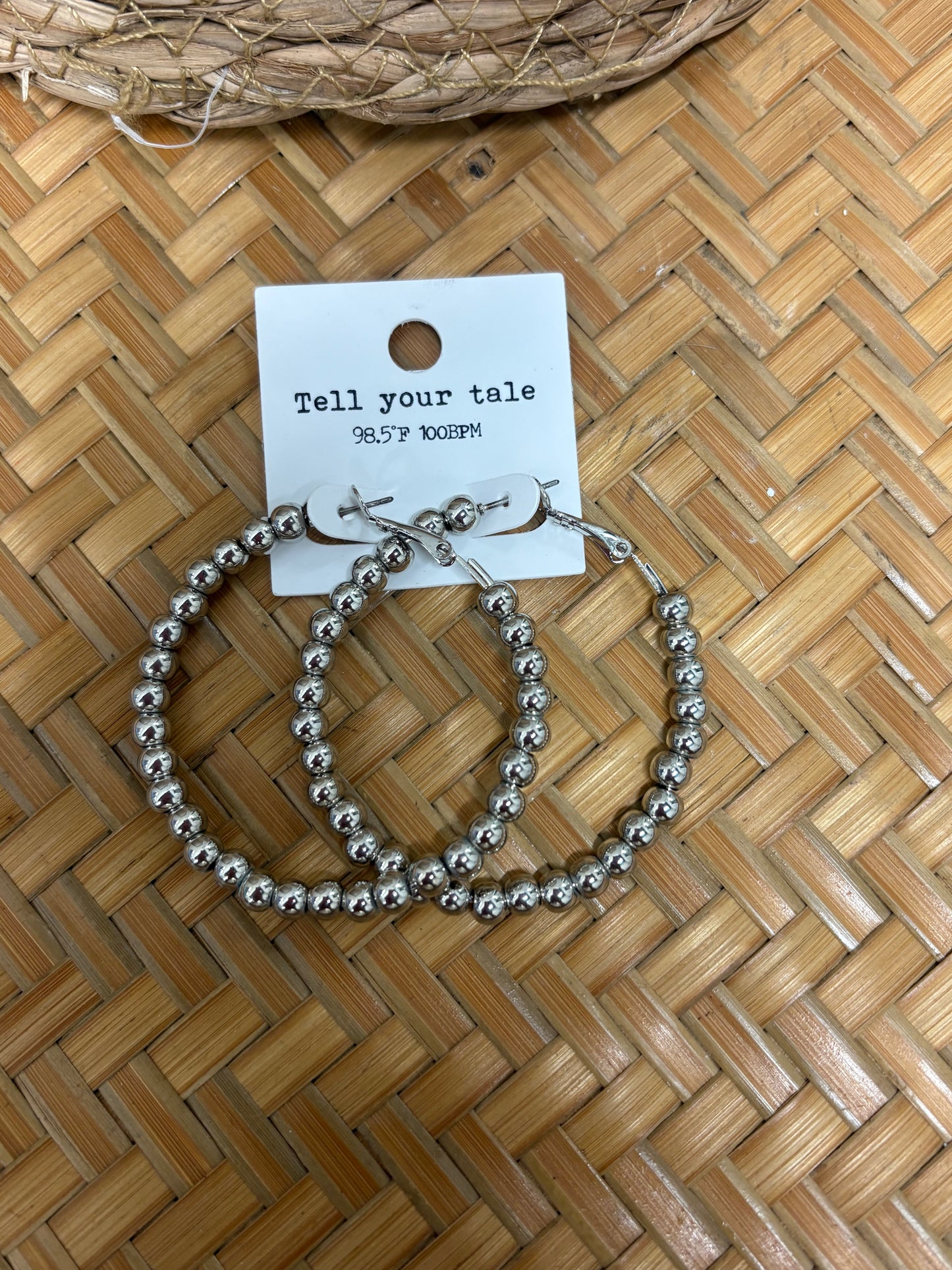 Silver Beaded Hoops