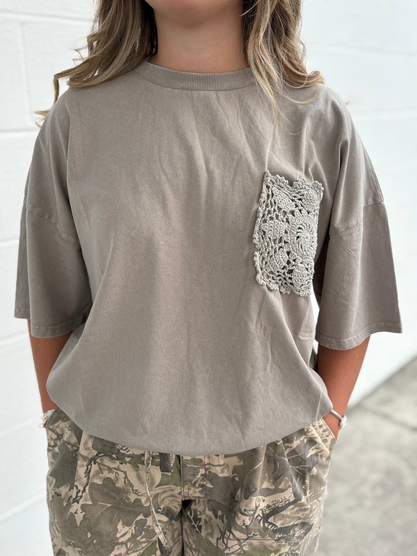 Easel Tan Mineral Wash Top