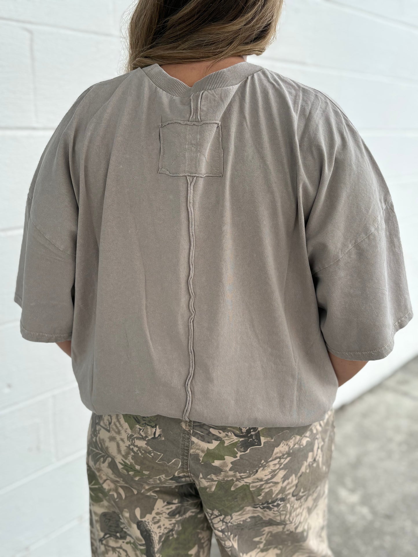 Easel Tan Mineral Wash Top